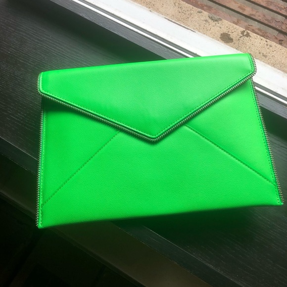 Rebecca Minkoff Neon Green Envelope Clutch - Picture 6 of 10